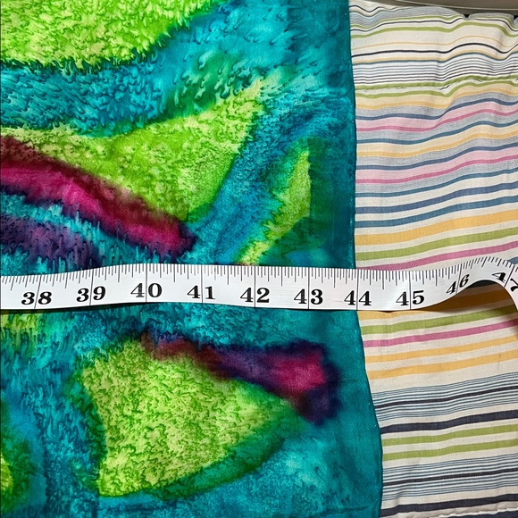 Vibrant Green, Blue & Purple Abstract Silk Scarf - Picture 4 of 7